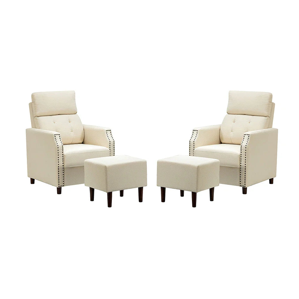 Israel Lounge Chair and Ottoman with Nailhead Trim Set of 2