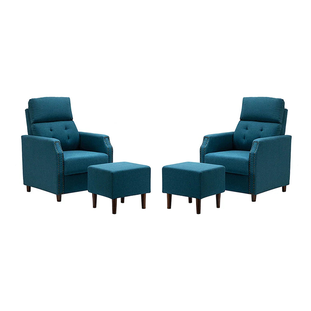 Israel Lounge Chair and Ottoman with Nailhead Trim Set of 2