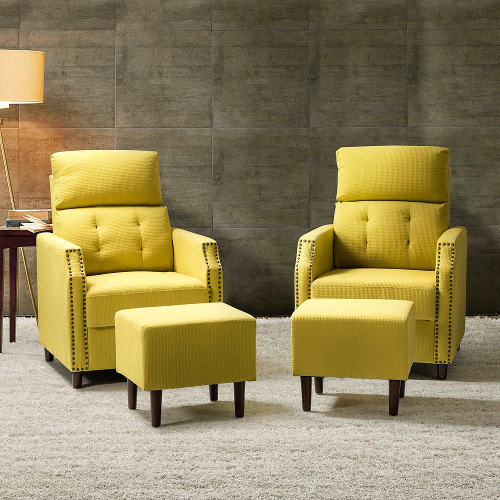 Israel Lounge Chair and Ottoman with Nailhead Trim Set of 2