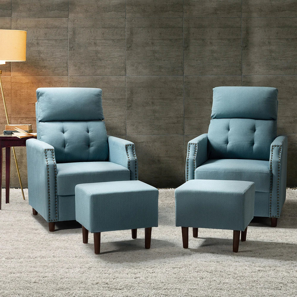 Israel Lounge Chair and Ottoman with Nailhead Trim Set of 2