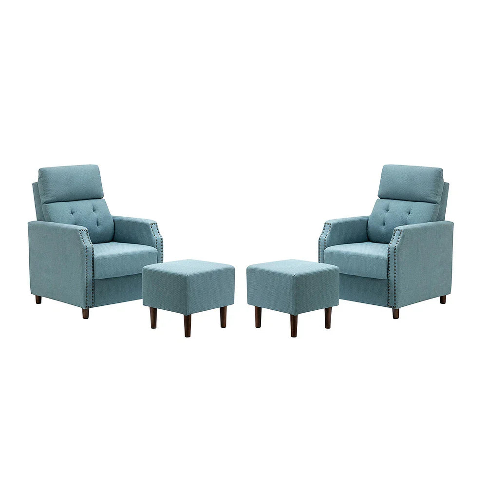 Israel Lounge Chair and Ottoman with Nailhead Trim Set of 2