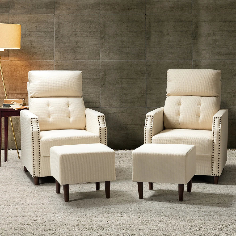 Israel Lounge Chair and Ottoman with Nailhead Trim Set of 2