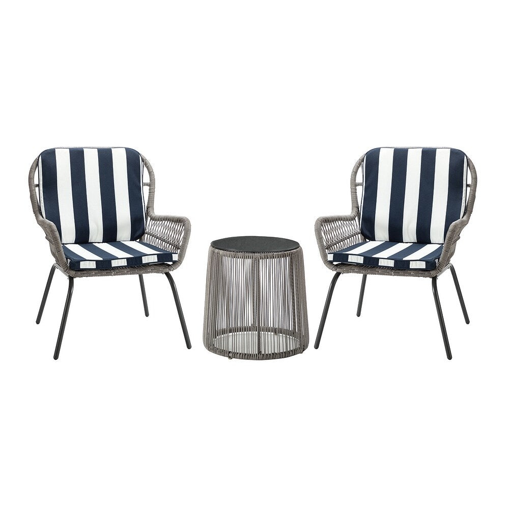 Jabalpur Contemporary Outdoor 2 - Person Wicker Seating Group Set 3 Piece with Cushions