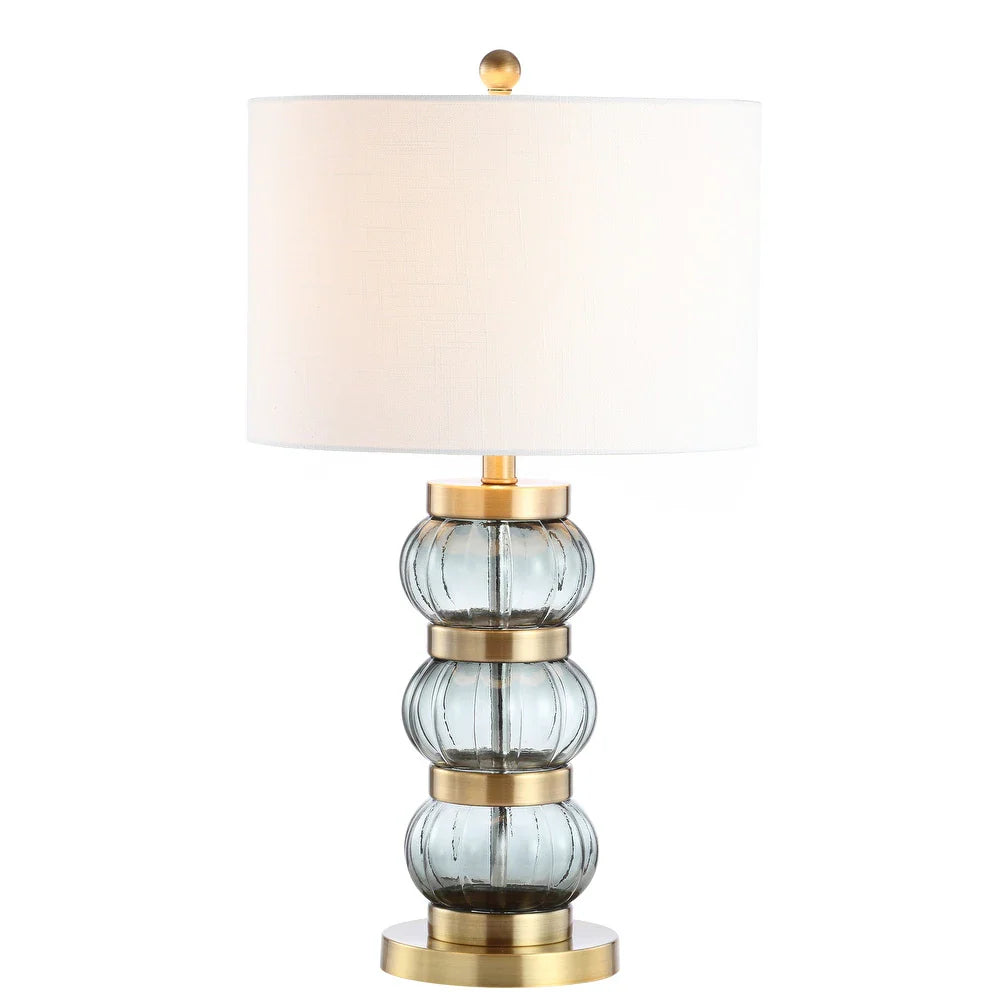 Joanie 27.5" Glass/Metal Table Lamp, Smoked Gray/Brass Gold by JONATHAN Y