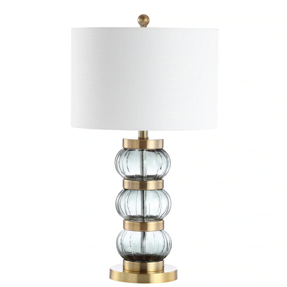 Joanie 27.5" Glass/Metal Table Lamp, Smoked Gray/Brass Gold by JONATHAN Y