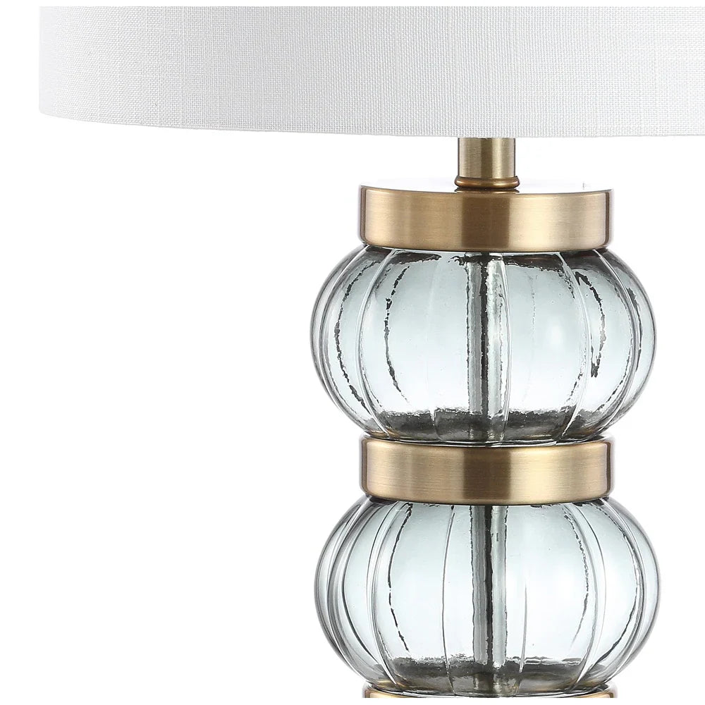 Joanie 27.5" Glass/Metal Table Lamp, Smoked Gray/Brass Gold by JONATHAN Y