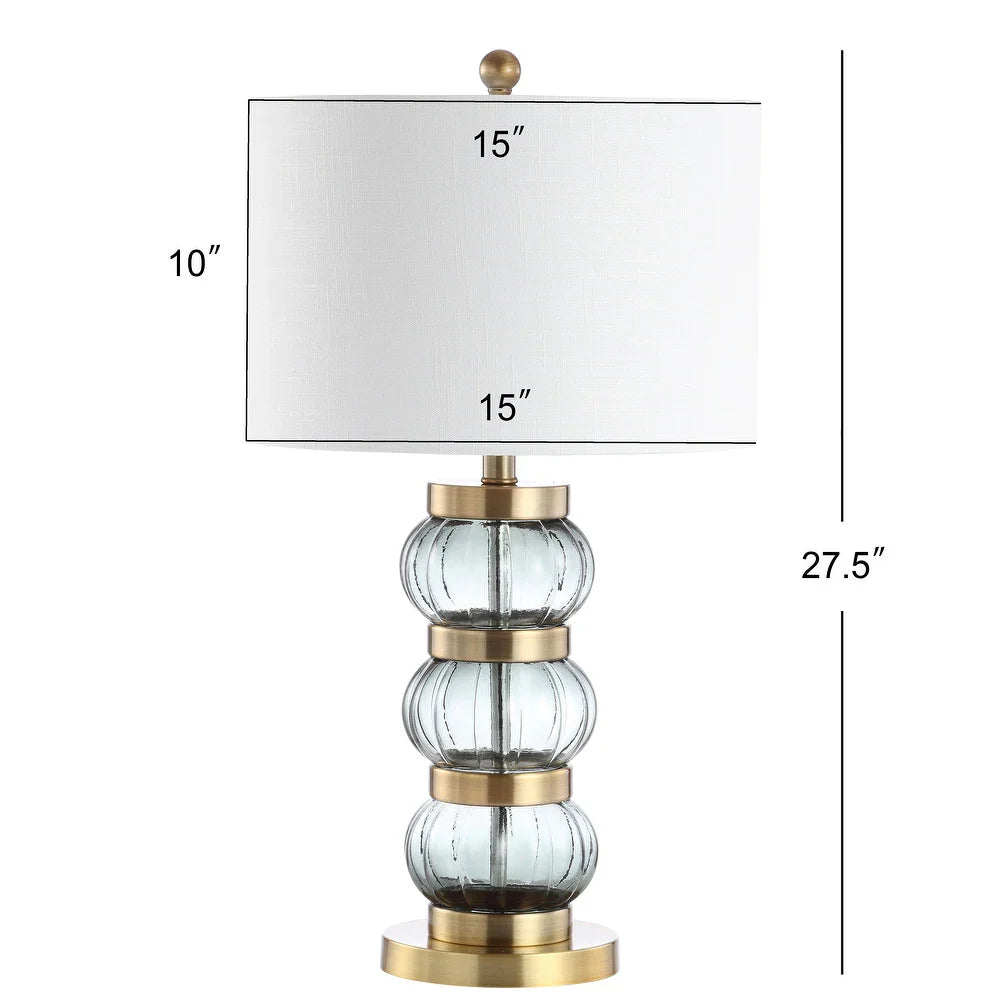 Joanie 27.5" Glass/Metal Table Lamp, Smoked Gray/Brass Gold by JONATHAN Y