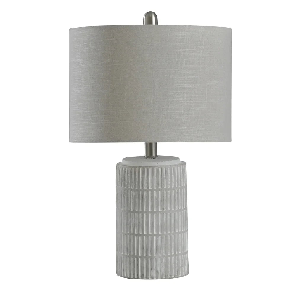 StyleCraft Joni Distressed Gray and White Table Lamp - Light Gray with Beige Shade