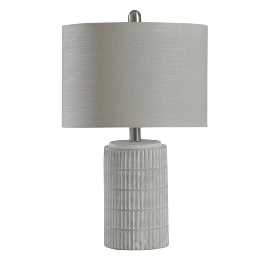 StyleCraft Joni Distressed Gray and White Table Lamp - Light Gray with Beige Shade