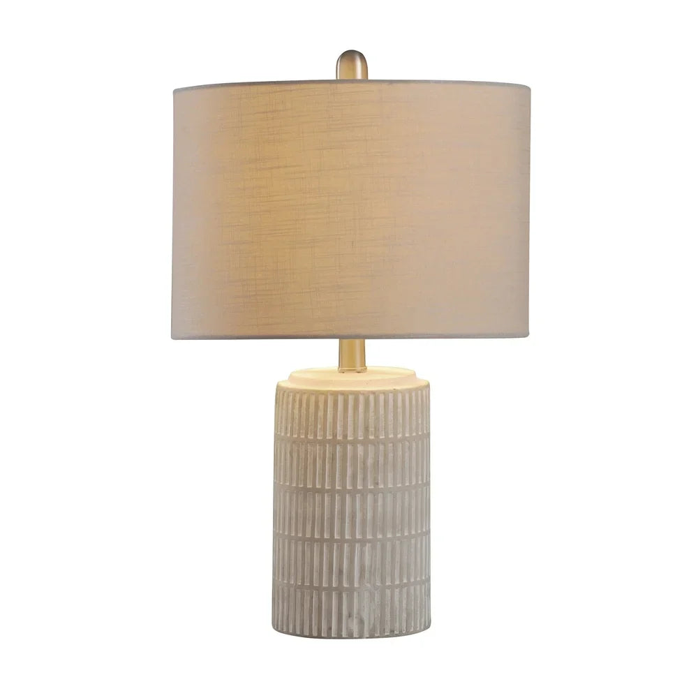 StyleCraft Joni Distressed Gray and White Table Lamp - Light Gray with Beige Shade