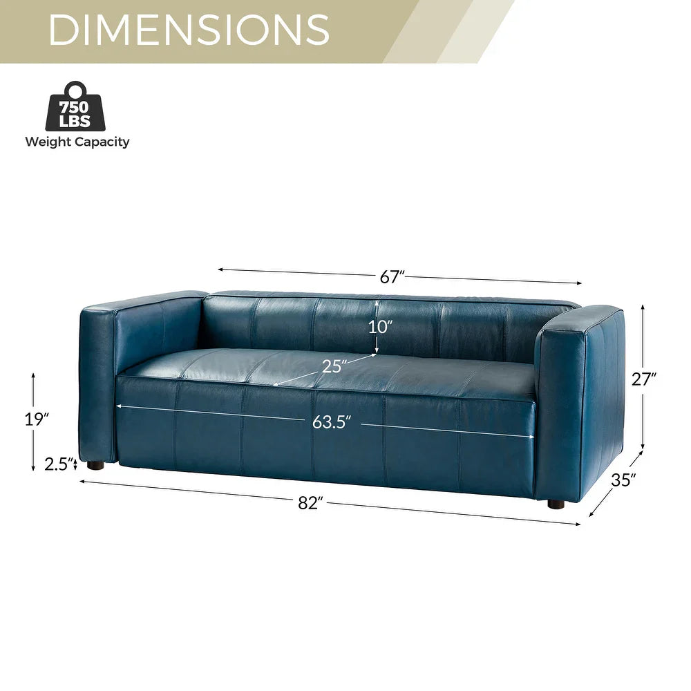 Donia Mid-Century Modern Leather 80" Curved Sofa with Wooden Legs