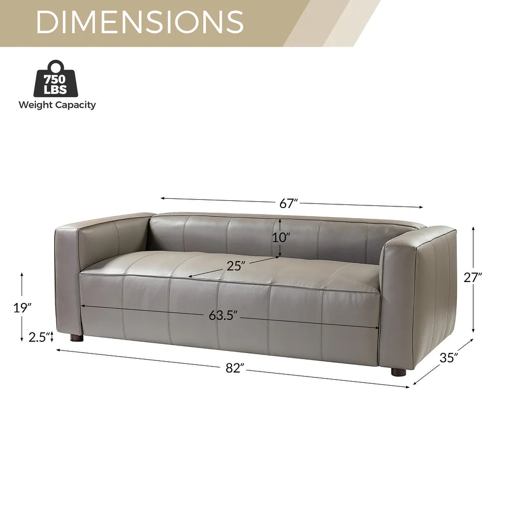 Donia Mid-Century Modern Leather 80" Curved Sofa with Wooden Legs