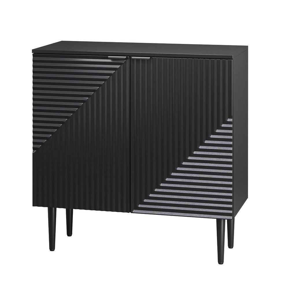 Joseph Accent Manufactured Wood Frame Cabinet with a Linear Groove Design