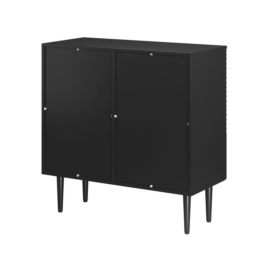 Joseph Accent Manufactured Wood Frame Cabinet with a Linear Groove Design