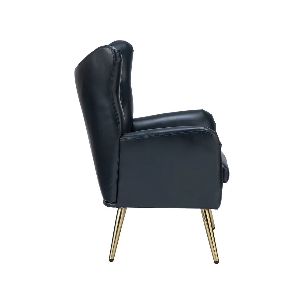 Joseph Modern Leather Wingback Armchair with Pull-button Design