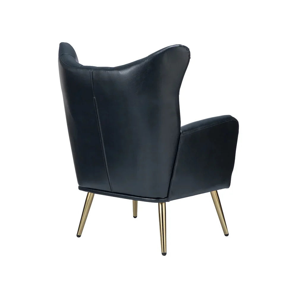 Joseph Modern Leather Wingback Armchair with Pull-button Design