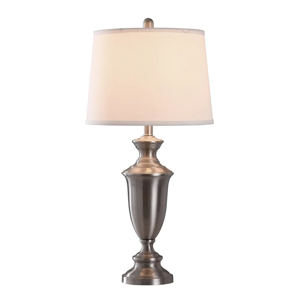 Steel Table Lamp - Brushed Nickel - Brussels Off White Shade