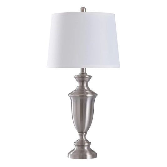 Steel Table Lamp - Brushed Nickel - Brussels Off White Shade