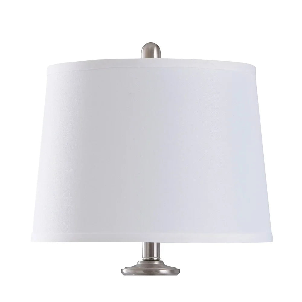 Steel Table Lamp - Brushed Nickel - Brussels Off White Shade