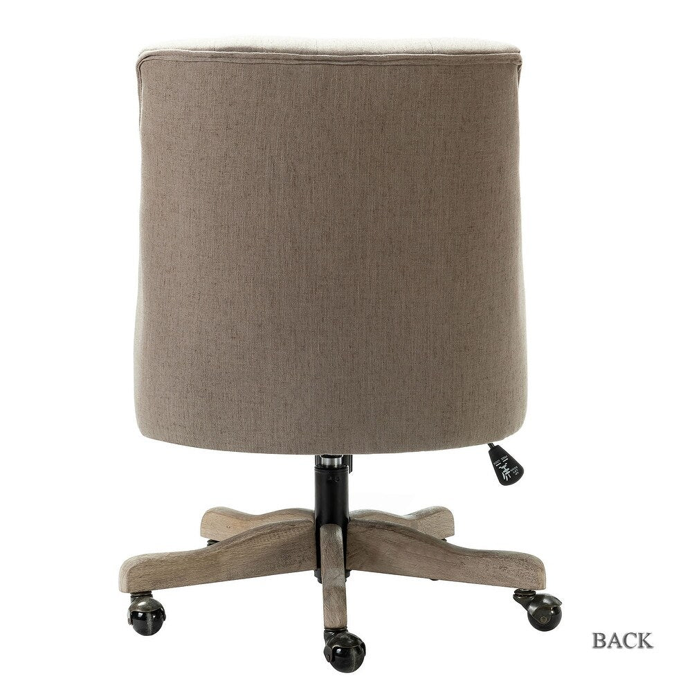 Estelle Swivel Tufted Task Modern Office Chair with Wood Base