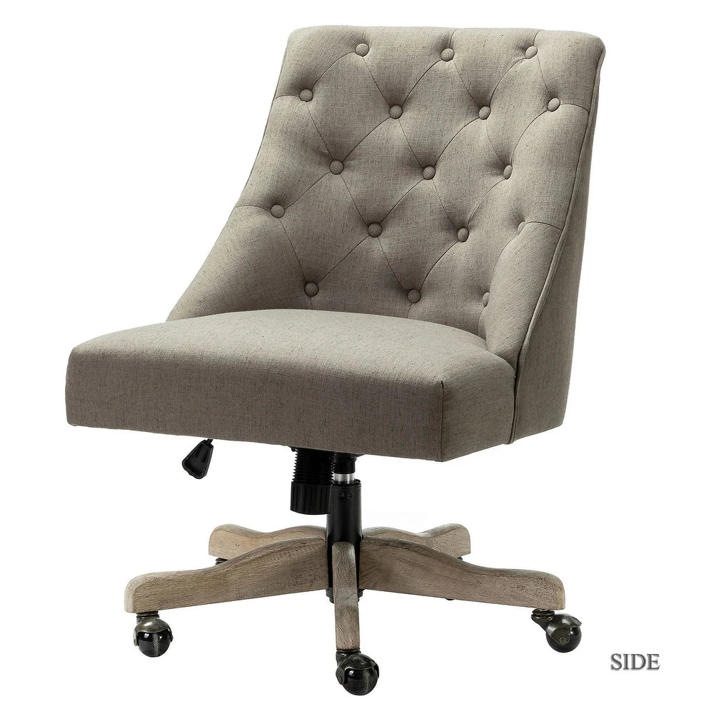 Estelle Swivel Tufted Task Modern Office Chair with Wood Base