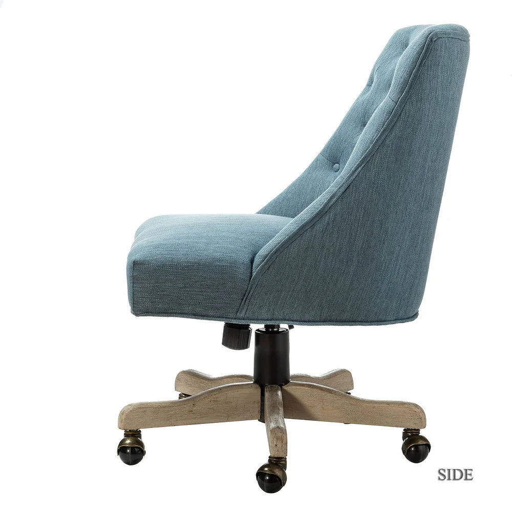 Estelle Swivel Tufted Task Modern Office Chair with Wood Base