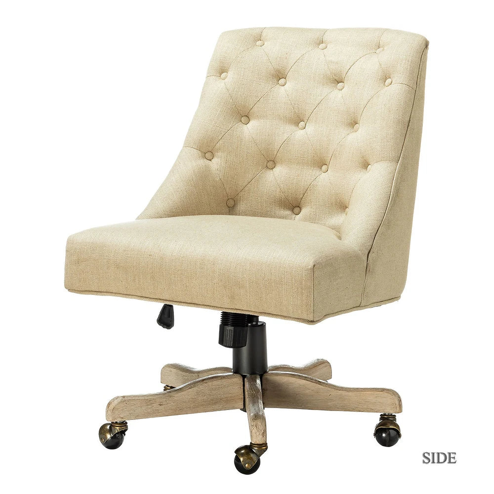 Estelle Swivel Tufted Task Modern Office Chair with Wood Base