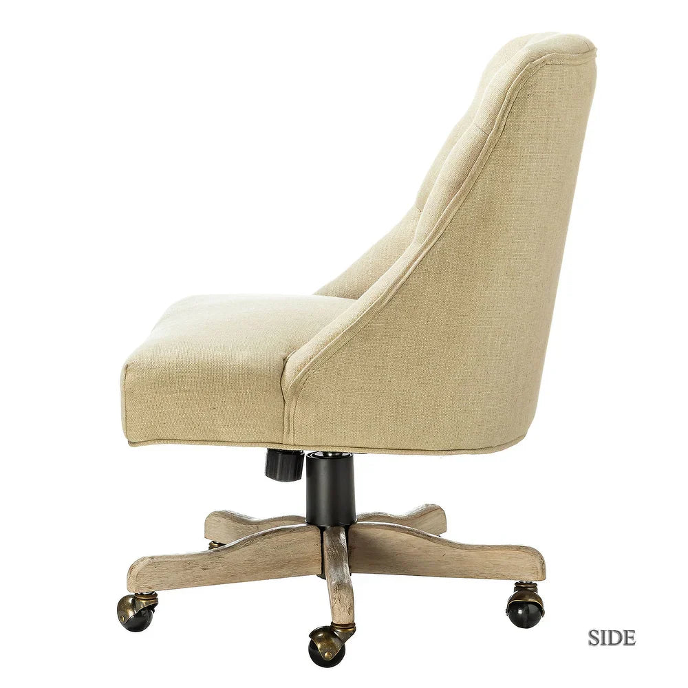 Estelle Swivel Tufted Task Modern Office Chair with Wood Base