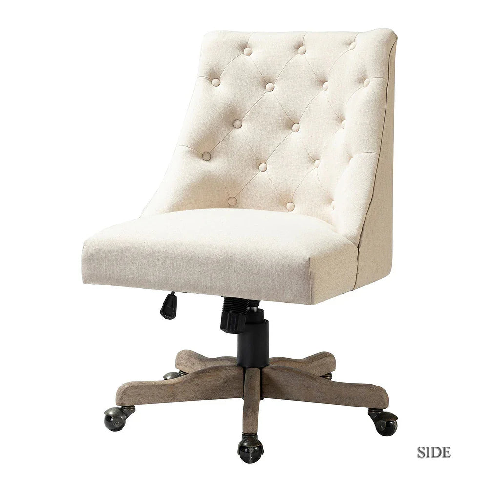 Estelle Swivel Tufted Task Modern Office Chair with Wood Base