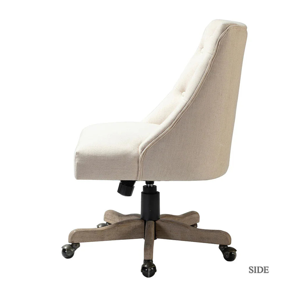 Estelle Swivel Tufted Task Modern Office Chair with Wood Base