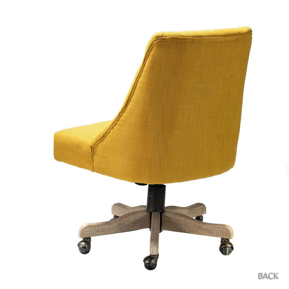 Estelle Swivel Tufted Task Modern Office Chair with Wood Base