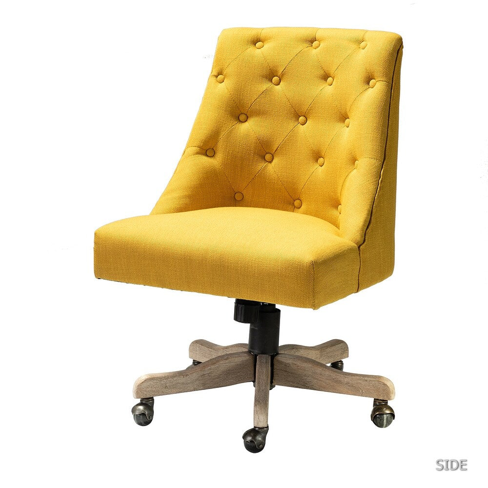 Estelle Swivel Tufted Task Modern Office Chair with Wood Base