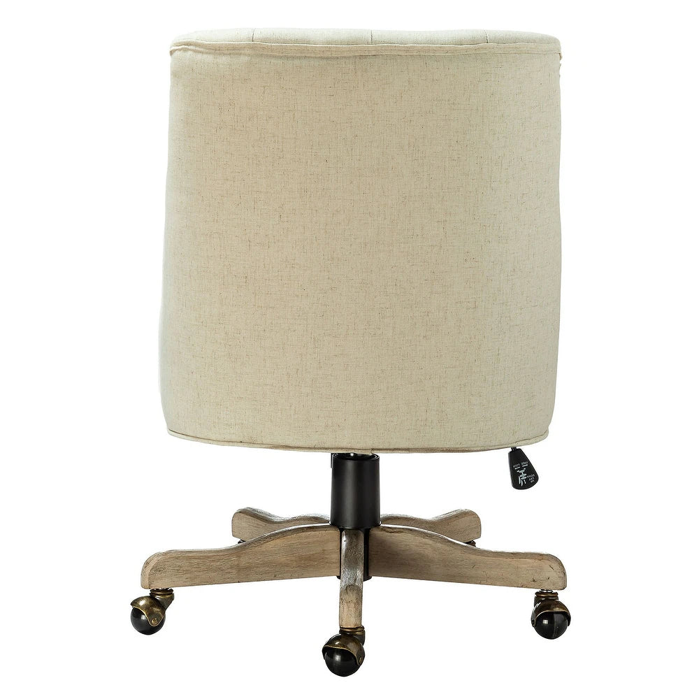 Estelle Swivel Tufted Task Modern Office Chair with Wood Base