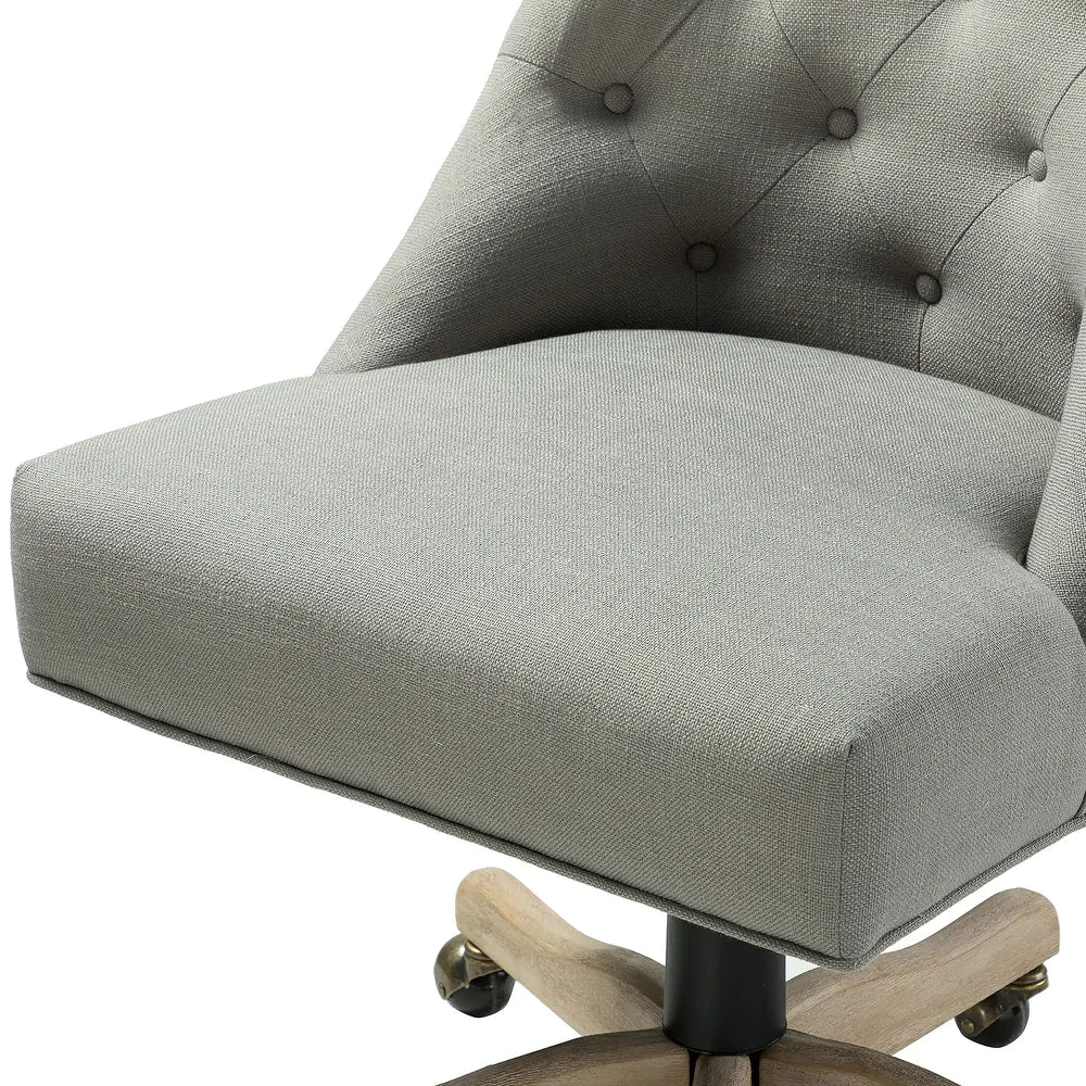 Estelle Swivel Tufted Task Modern Office Chair with Wood Base