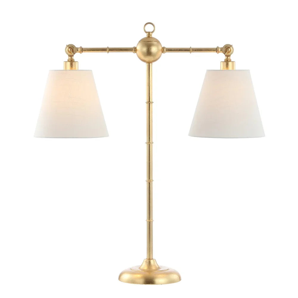 Joyce 31" 2-Light Library Metal LED Table Lamp, Gold Leaf