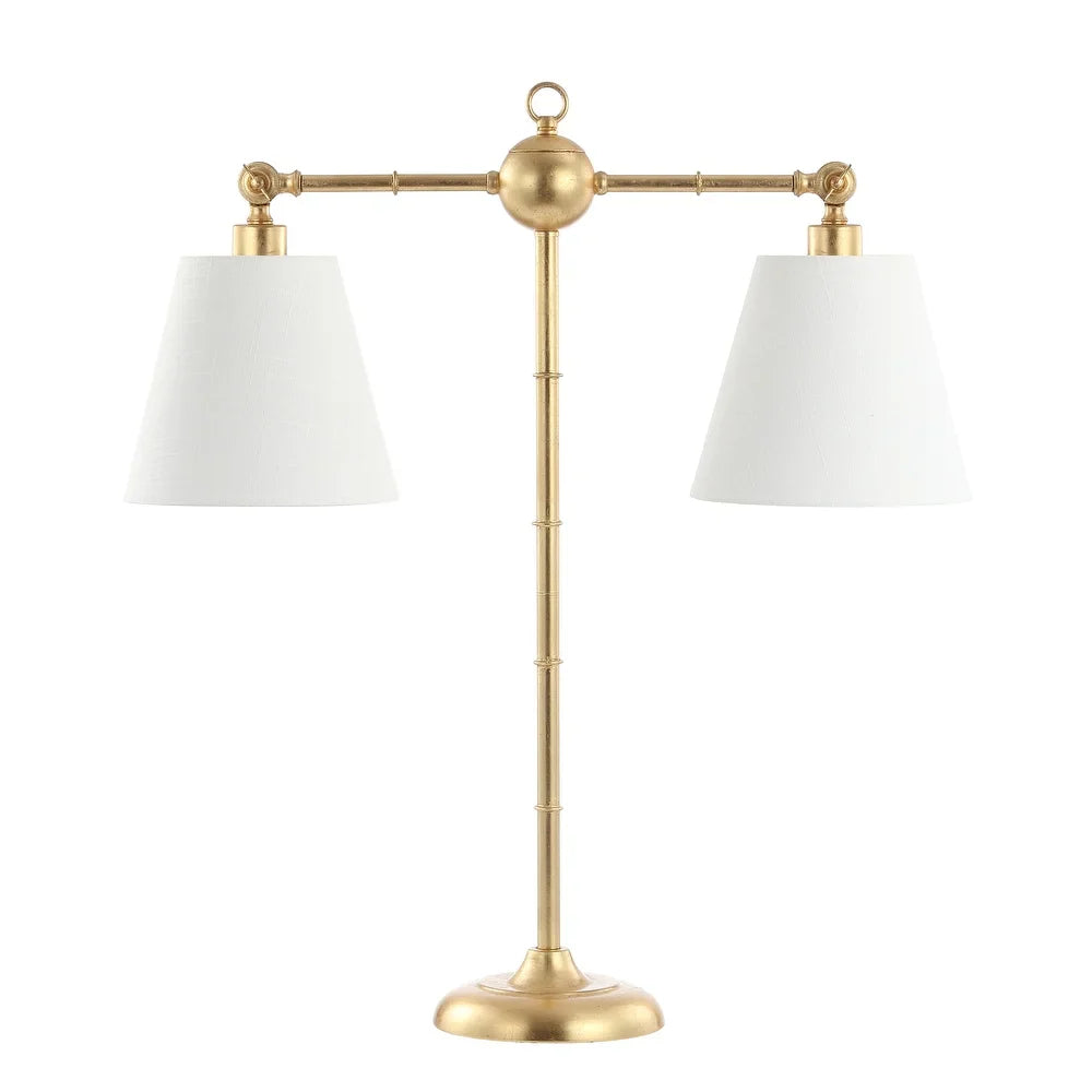 Joyce 31" 2-Light Library Metal LED Table Lamp, Gold Leaf