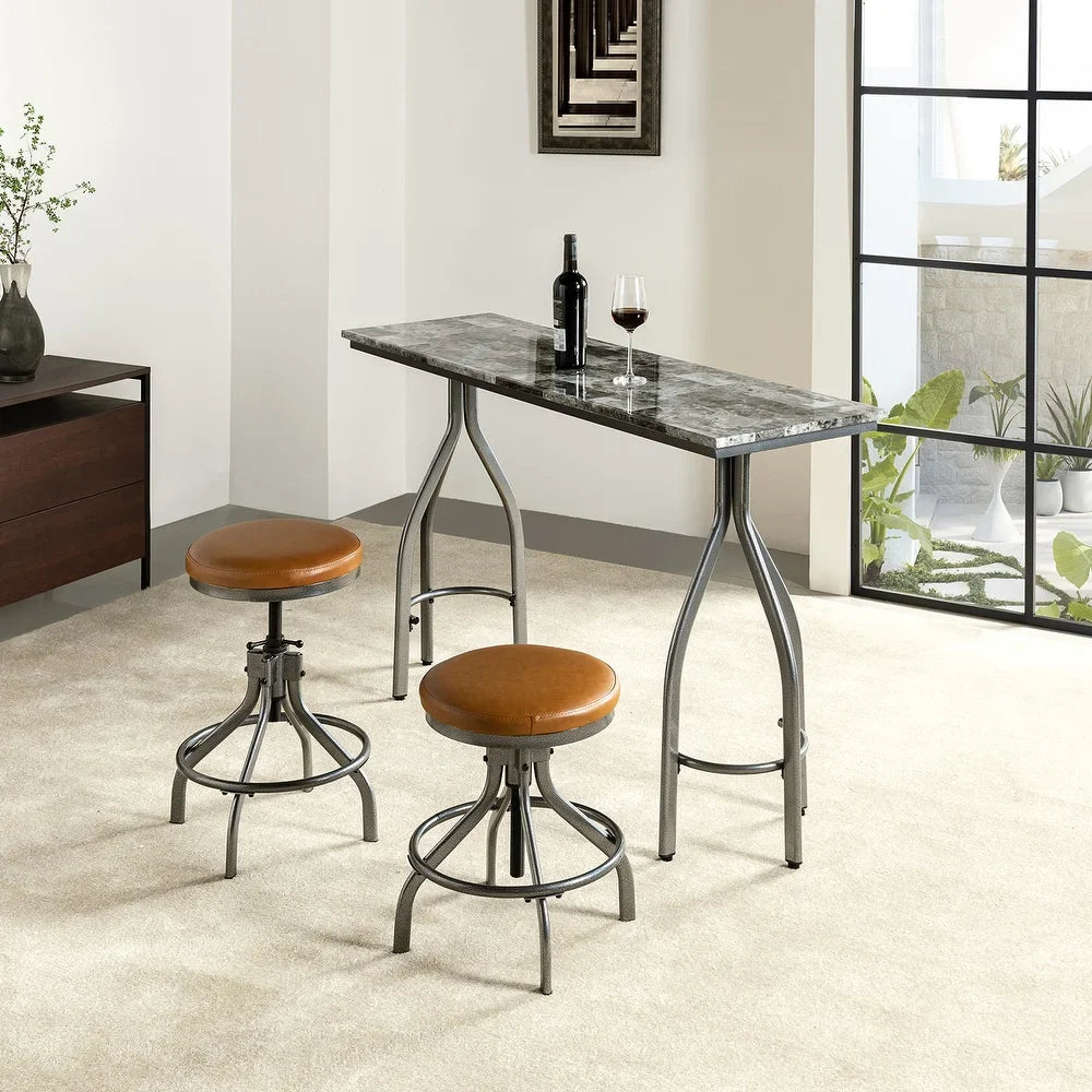 Juan Contemporary 3 Piece Dining Room Set with Metal Legs