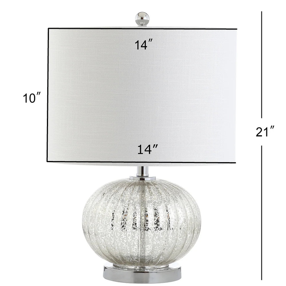 Judith 21" Mercury Glass LED Table Lamp, Silver/Ivory