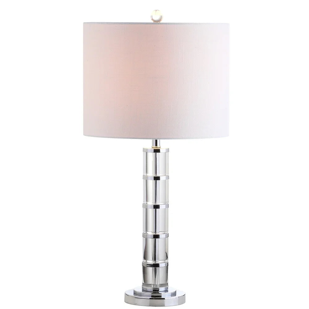 June 26" Crystal LED Table Lamp, Clear/Chrome