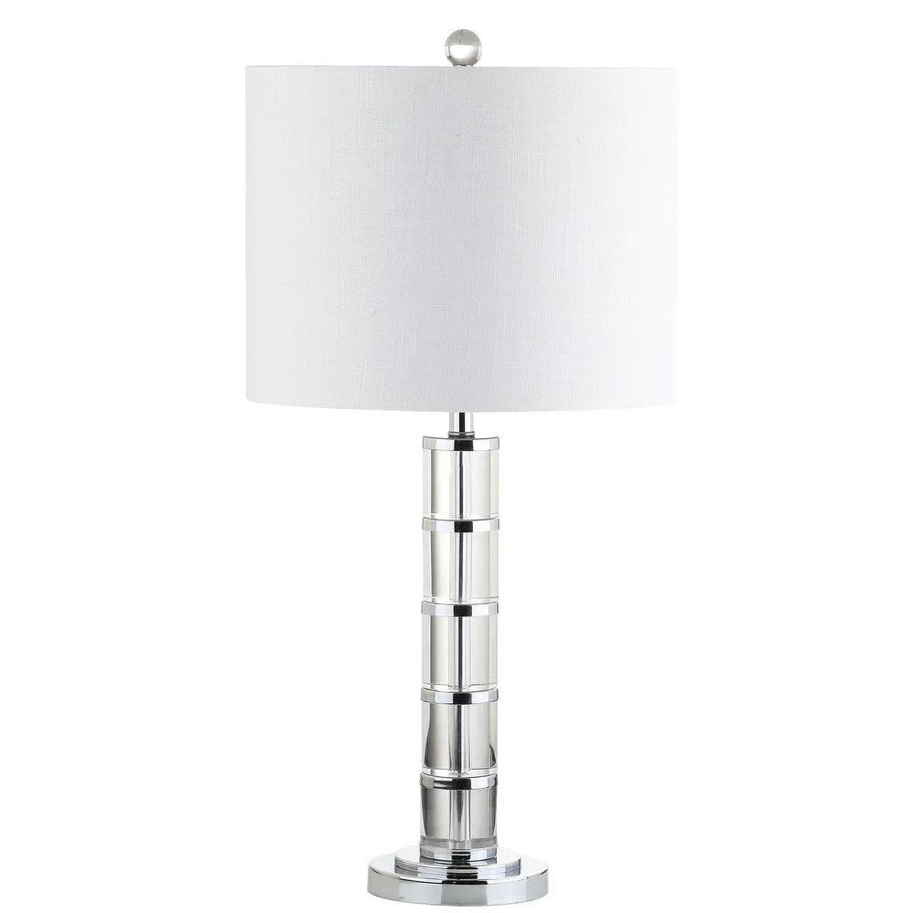 June 26" Crystal LED Table Lamp, Clear/Chrome