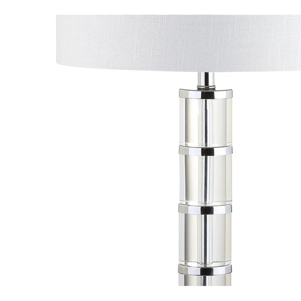June 26" Crystal LED Table Lamp, Clear/Chrome