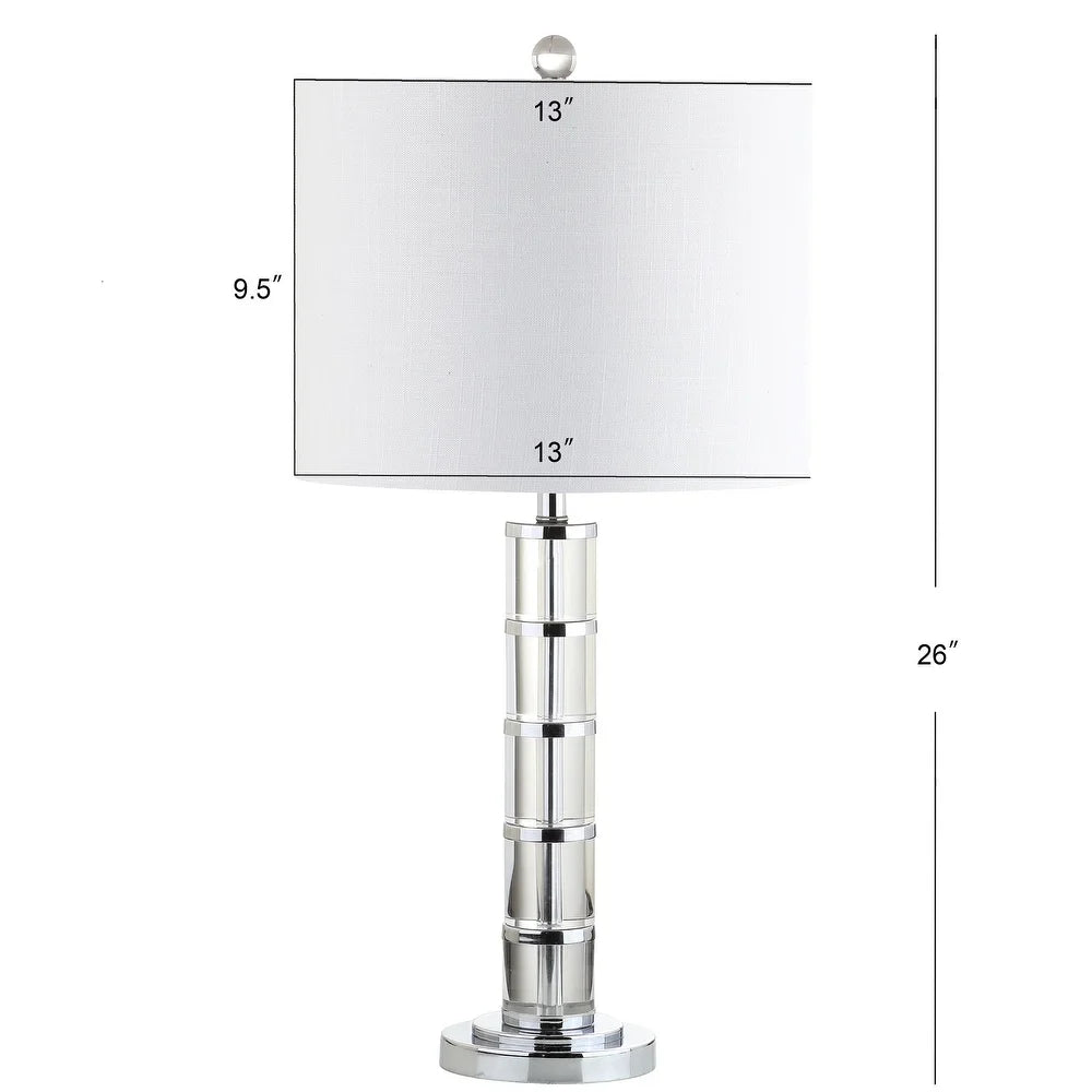 June 26" Crystal LED Table Lamp, Clear/Chrome