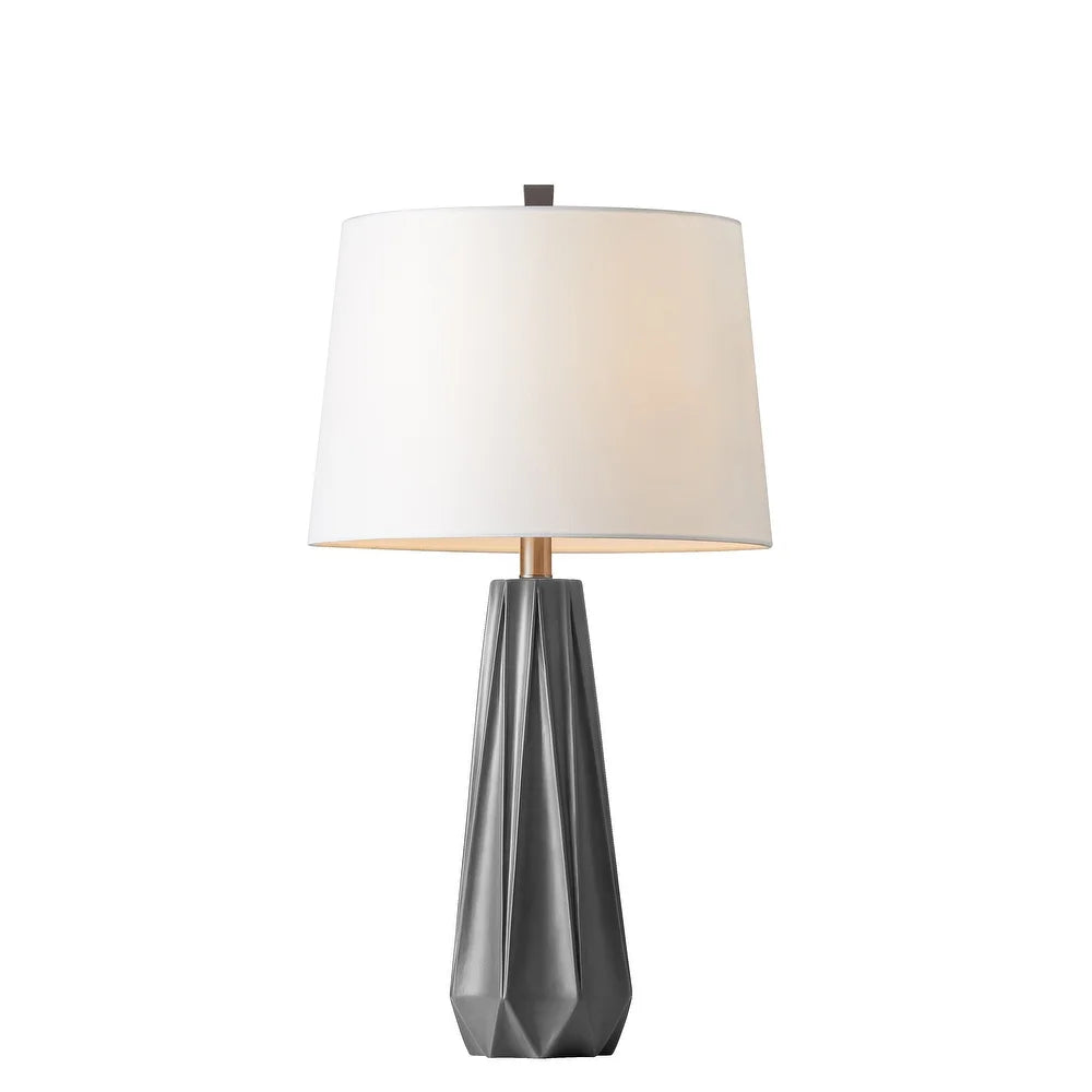 KAWOTI 27" Black/ Blue/ Grey Table Lamp with Fabric Shade