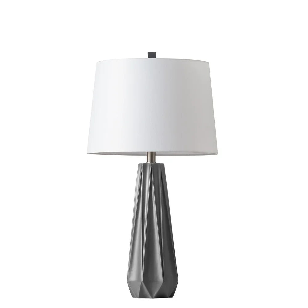 KAWOTI 27" Black/ Blue/ Grey Table Lamp with Fabric Shade