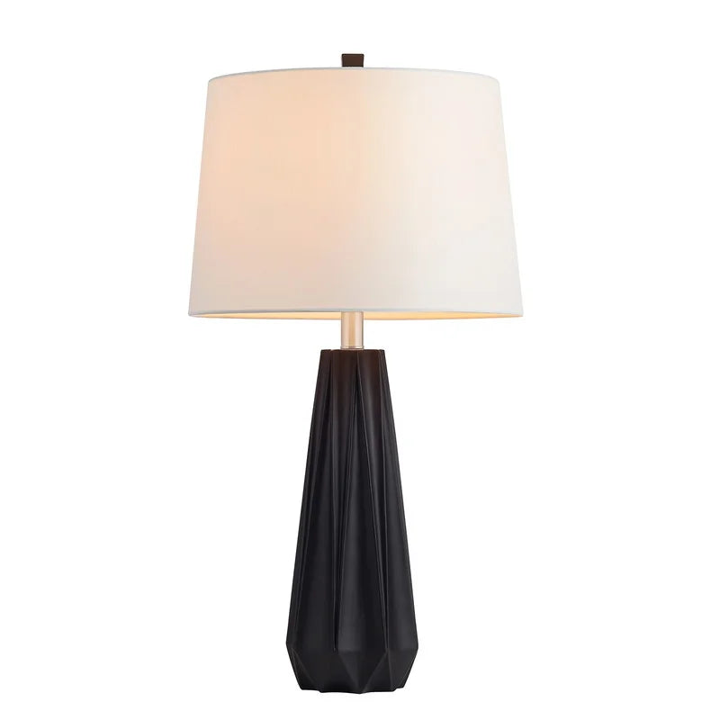 KAWOTI 27" Black/ Blue/ Grey Table Lamp with Fabric Shade