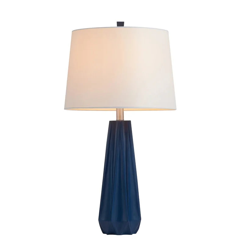 KAWOTI 27" Black/ Blue/ Grey Table Lamp with Fabric Shade