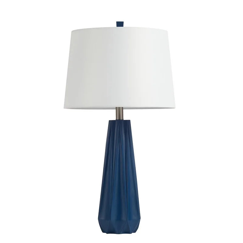 KAWOTI 27" Black/ Blue/ Grey Table Lamp with Fabric Shade