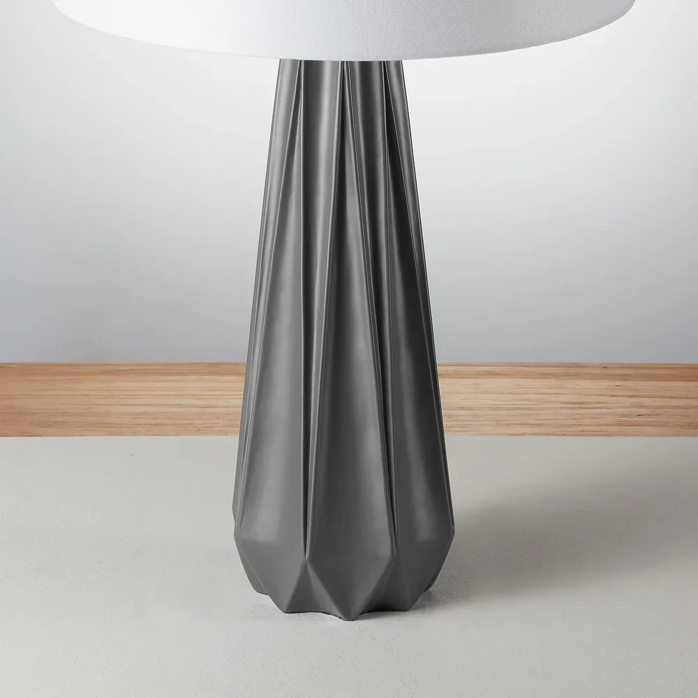 KAWOTI 27" Black/ Blue/ Grey Table Lamp with Fabric Shade