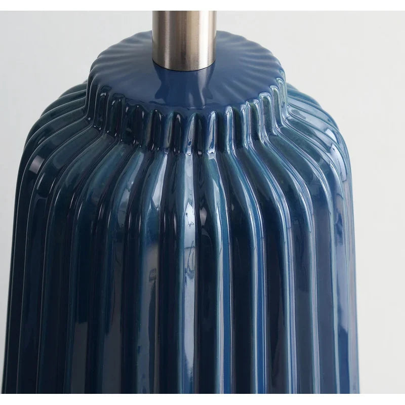 Kainak Navy Ceramic And Brushed Steel Table Lamp