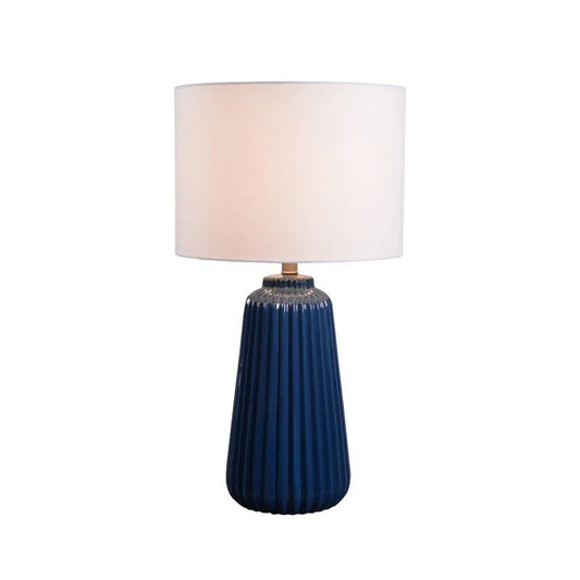 Kainak Navy Ceramic And Brushed Steel Table Lamp